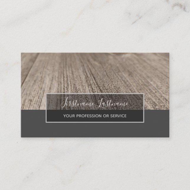 Rustic tree bark surface gray rectangle stripes bu business card (Front)
