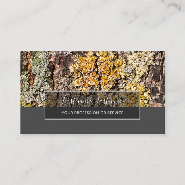 Rustic tree bark surface gray rectangle stripes business card (Front)
