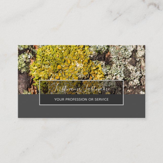Rustic tree bark surface gray rectangle stripes business card (Front)