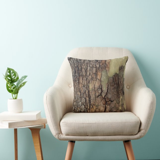 Rustic tree bark throw pillow (Chair)