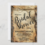 Rustic Tree Bark Vintage Parchment Bridal Shower Invitation