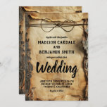 Rustic Tree Bark Vintage Parchment Paper Wedding Invitation