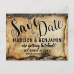 Rustic Tree Bark Vintage Parchment Paper Wedding Postcard