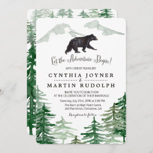 Rustic Tree Bear Wedding Invitation