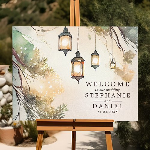 Rustic Tree Botanical Lantern Lights Wedding Foam Board