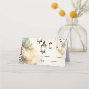 Rustic Tree Botanical Lantern Lights Wedding Place Card
