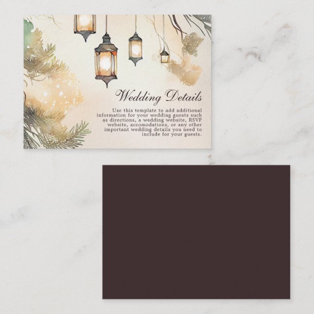 Rustic Tree Botanical Lantern Wedding Details Enclosure Card (Front/Back)