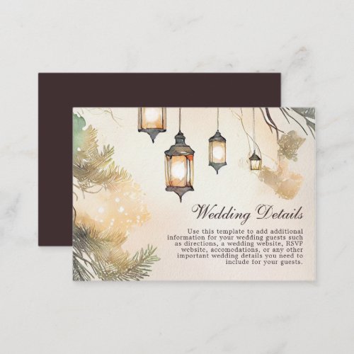 Rustic Tree Botanical Lantern Wedding Details Enclosure Card