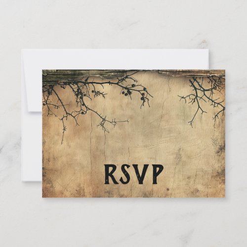 Rustic Tree Branch Vintage Brown Wedding RSVP Invitation
