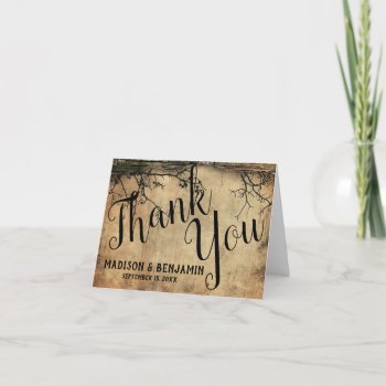 Rustic Tree Branch Vintage Brown Wedding Thank You Card by RusticCountryWedding at Zazzle