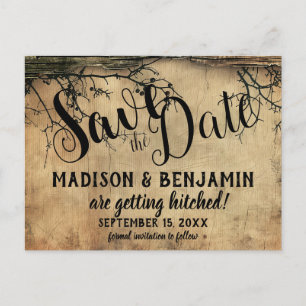 Rustic Tree Branch Vintage Wedding Save the Date Postcard