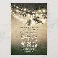 Rustic Tree Branches and Lights Vintage Wedding Invitation