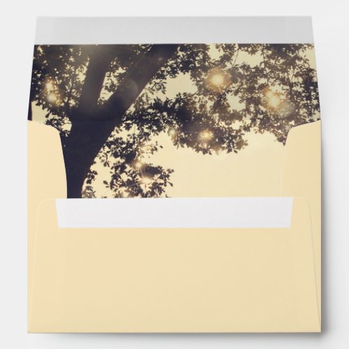 Rustic Tree Branches and String Lights Envelope - Tree branches and twinkle lights wedding envelopes