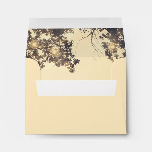 Rustic Tree Branches and String Lights RSVP Envelope - Tree branches and twinkle lights wedding RSVP cards envelopes