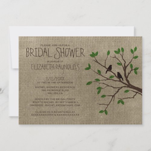 Rustic Tree Branches Bridal Shower Invitations