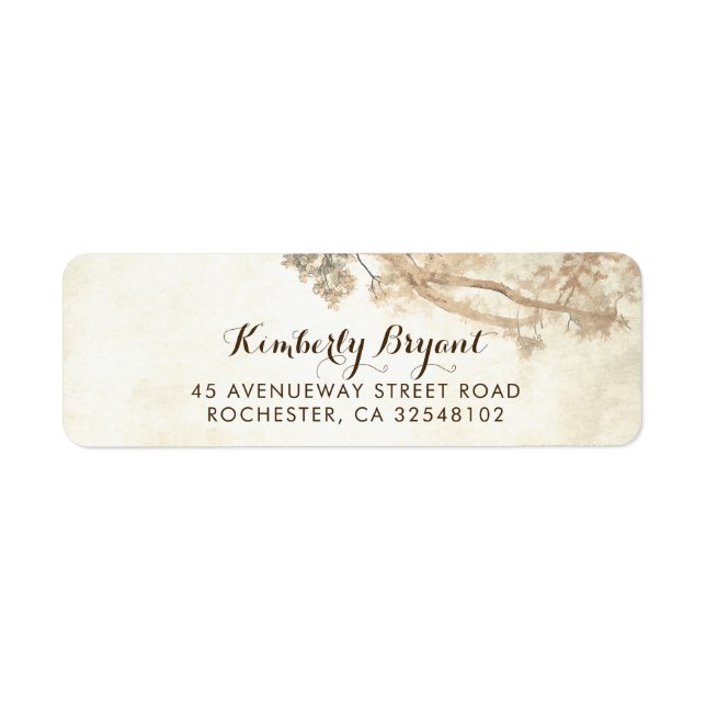 Rustic Tree Branches Dreamy Wedding Label (Front)