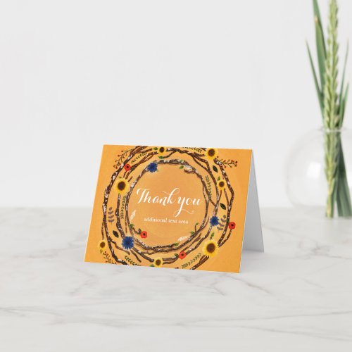 Rustic Tree Branches Floral Yellow Fold Card