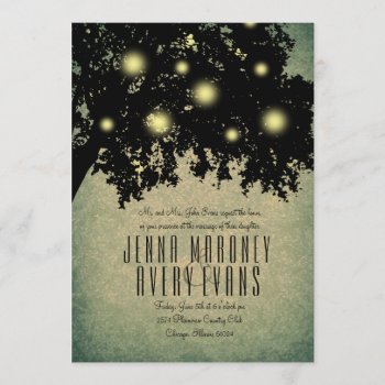 Rustic Tree Branches Glowing Lights Wedding Invitation by GreenLeafDesigns at Zazzle