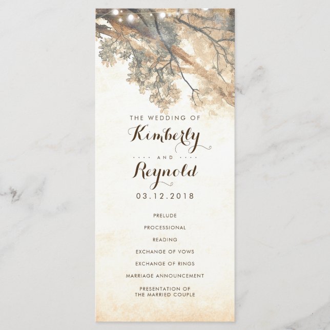 Rustic Tree Branches Outdoor Wedding Programs (Front)