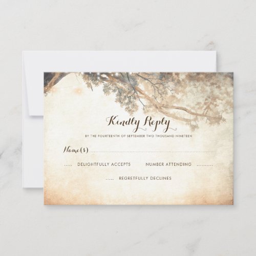 Rustic Tree Branches Outdoor Wedding RSVP