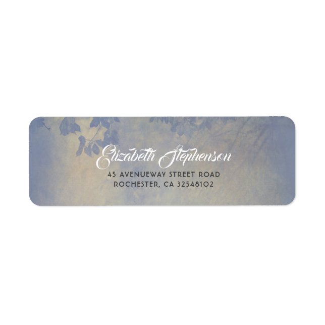 Rustic Tree Branches Summer Night Dusty Blue Label (Front)