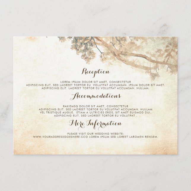 Rustic Tree Branches Wedding Information Guest Enclosure Card (Front)