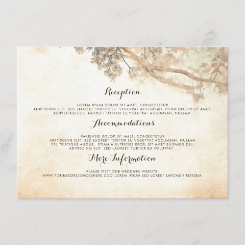 Rustic Tree Branches Wedding Information Guest Enclosure Card