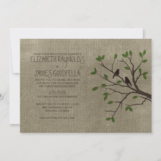 Rustic Tree Branches Wedding Invitations (Front)