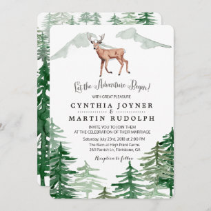 Rustic Tree Deer Wedding Invitation