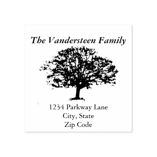 Rustic Tree Family Name Return Address Stamp