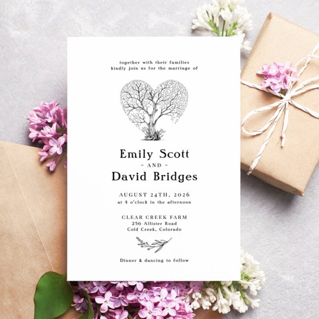 Rustic Tree Heart Boho Wedding Invitation (Creator Uploaded)