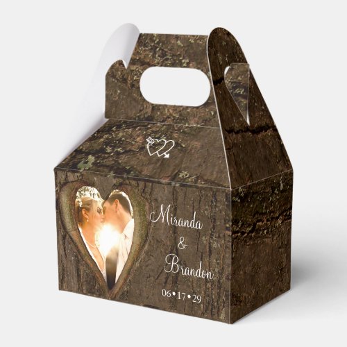 Rustic Tree Heart Wedding Photo Favor Boxes