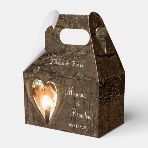 Rustic Tree Heart Wedding Photo Thank You Favor Boxes