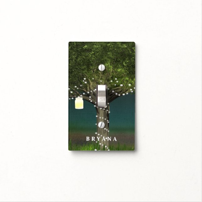 Rustic Tree & Lights Country Light Switch Cover (In Situ)