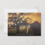 Rustic Tree & Lights Golden Faux Parchment Wedding RSVP Card