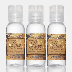 Rustic Tree & Lights Love not Germs Wedding Favor Hand Sanitizer