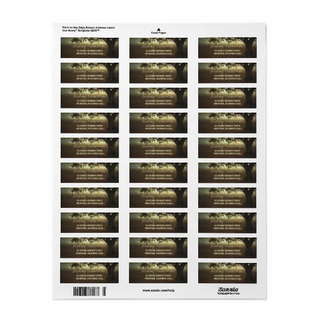 Rustic Tree Lights Wedding Return Address Labels