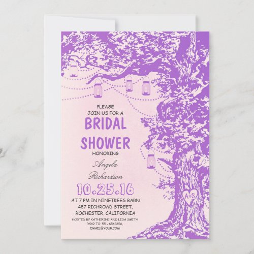Rustic tree &amp; mason jars bridal shower invitations