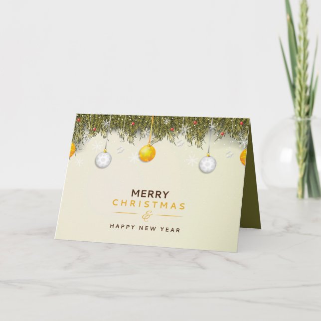Rustic Tree Merry Christmas Quote Card (Front)