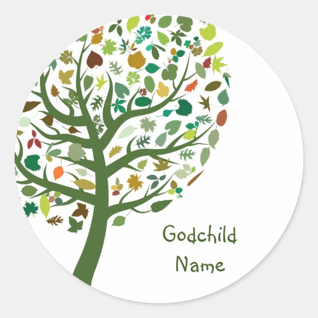 Rustic Tree of Life Teen Goddaughter Personalized Classic Round Sticker (Front)