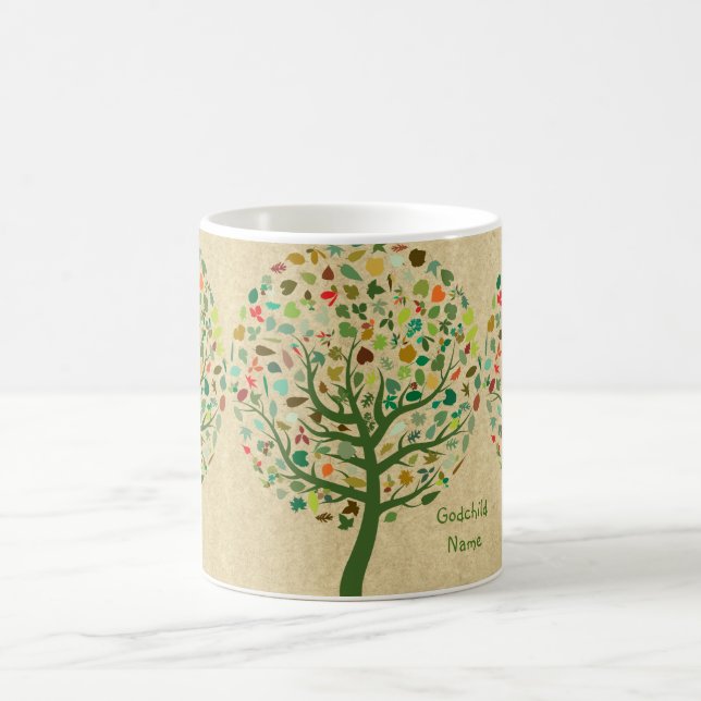 Rustic Tree of Life Teen Goddaughter Personalized Coffee Mug (Center)