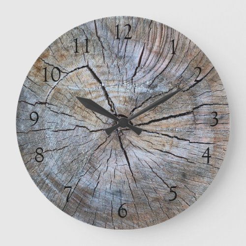 Rustic tree_ring distressed wood grain rustic tree large clock