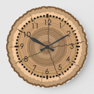 Rustic Tree Ring Large Clock
