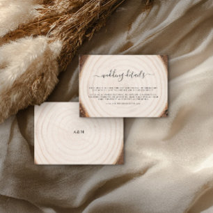 Rustic Tree Ring Wood Grain Wedding Details  Enclosure Card