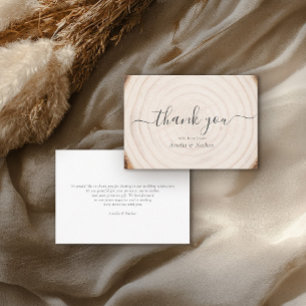Rustic Tree Ring Wood Script Calligraphy Wedding Thank You Card