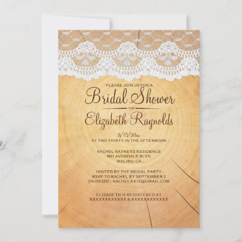Rustic Tree Rings Bridal Shower Invitations