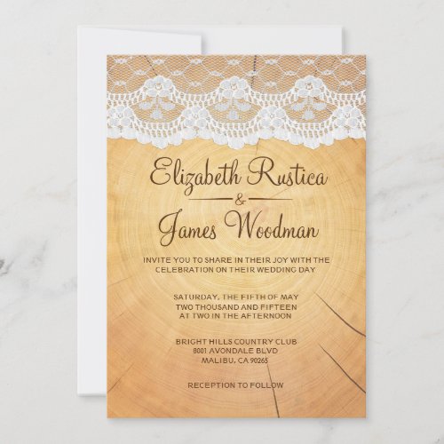 Rustic Tree Rings Wedding Invitations