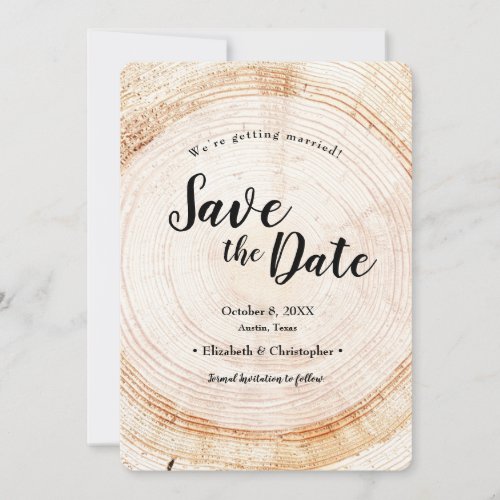 Rustic Tree Rings Wedding Save the date photo  Invitation