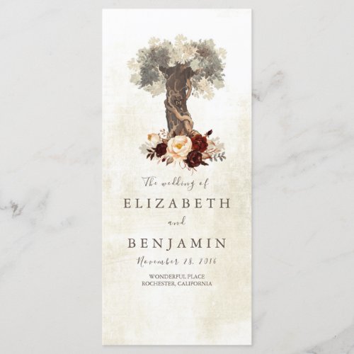 Rustic Tree Romantic Wedding Programs