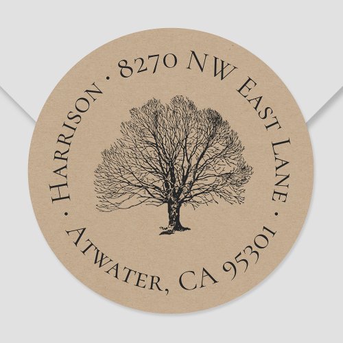 Rustic Tree Round Return Address Label